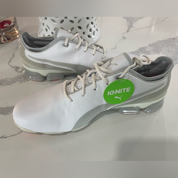 Golf shoes Puma Men's White and Gray Pro Adapt golf shoes - Picture 2 of 6